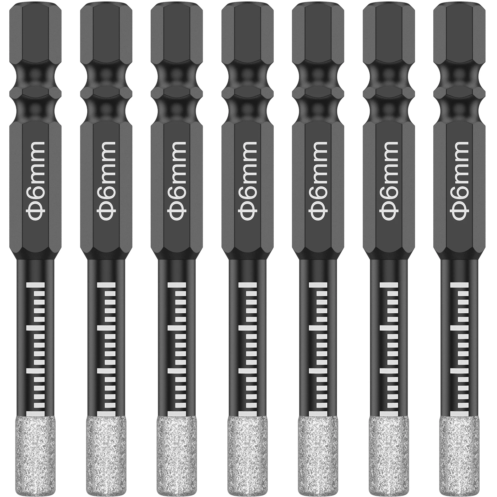 7-teiliges 6 mm trockenes Diamantbohrer-Set, vakuumgelötetes Kernbohrer-Set, Schnellwechsel-Sechskantschaft für Porzellan, Granit, Fliesen, Marmor – Detail 1