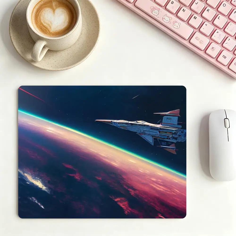 Space Shuttle Flying Above Colorful Planet Earth Orbit Mouse Pads Suit Large Size Laptop Office Desktop Learning Mat