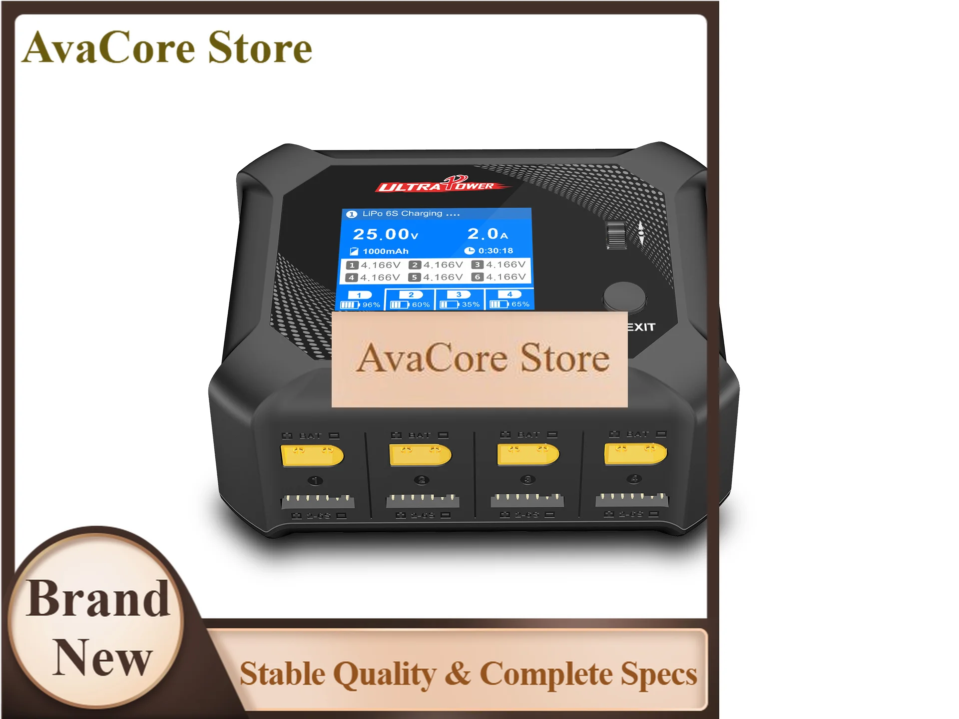 AvaCoreULTRA POWER UP9 200W Four Channels Smart Blance Charger AC100W /DC 200W Double Input Battery Charger