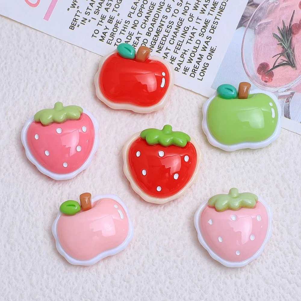 10PCS Shiny Fruit Biscuits Series Miniature Flat Back Resin Cabochons For Hairpin Scrapbooking DIY Home Decor Craft Accessories