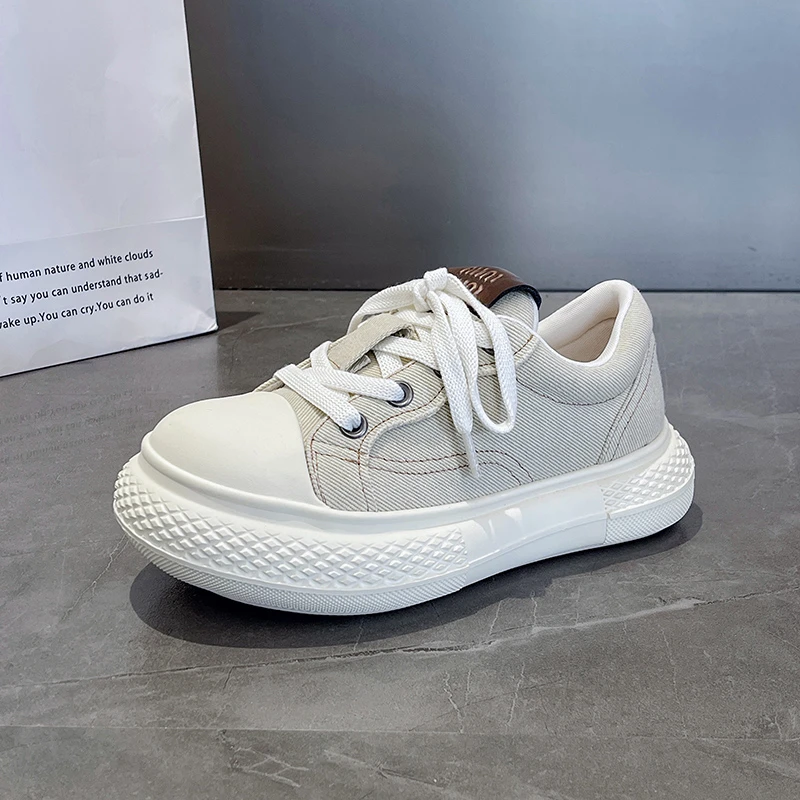 여성용 플랫 플랫폼 워킹화, 레이스업 스니커즈, 캐주얼 스포츠 러닝 여행 신발, 2024 용수철 신상 브랜드 디자이너