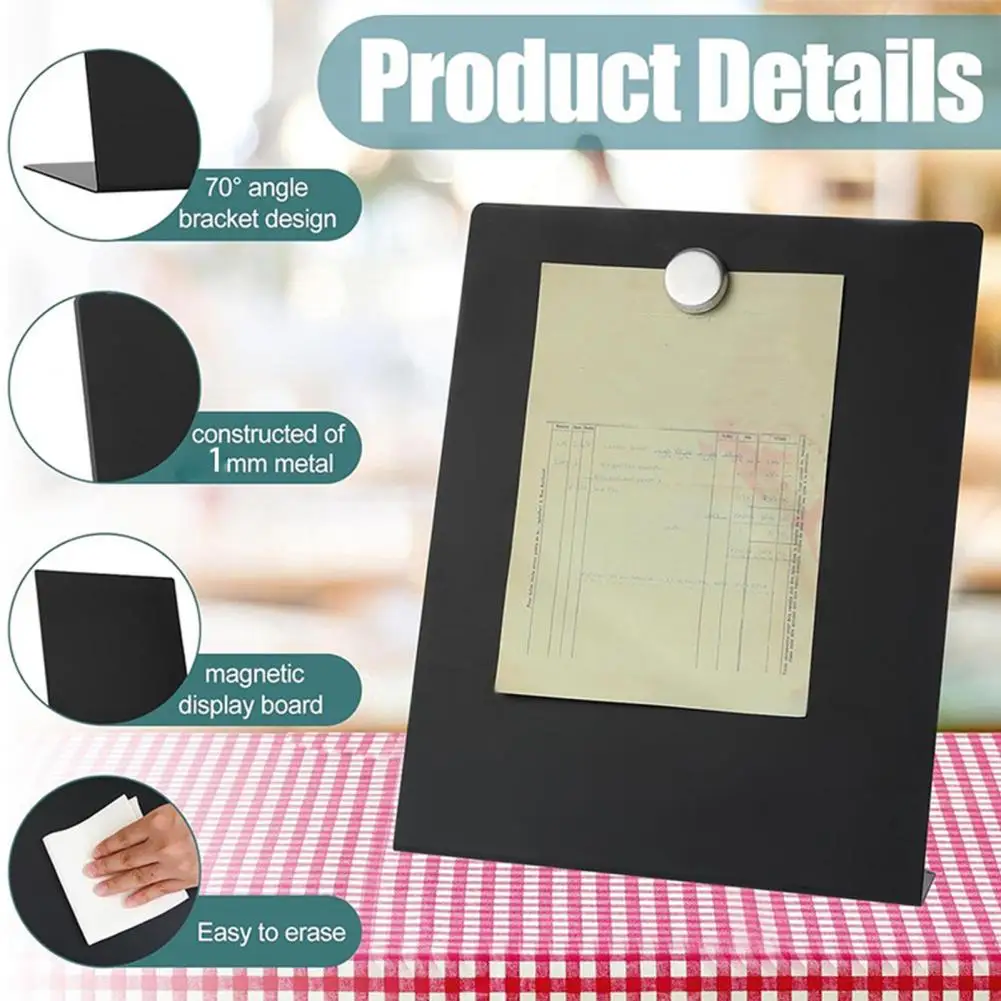 Tablero magnético de pie Tablero de notas de metal con superficie magnética para uso doméstico de oficina Soporte de exhibición de escritorio para notas para notas para notas