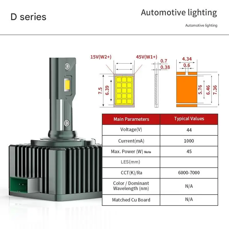 Dual Copper Tube D Series LED Headlight Bulb D1S D2S D3S D4S D8S CANBUS Error Free Focused Beam HID Replacement Car Headlamp