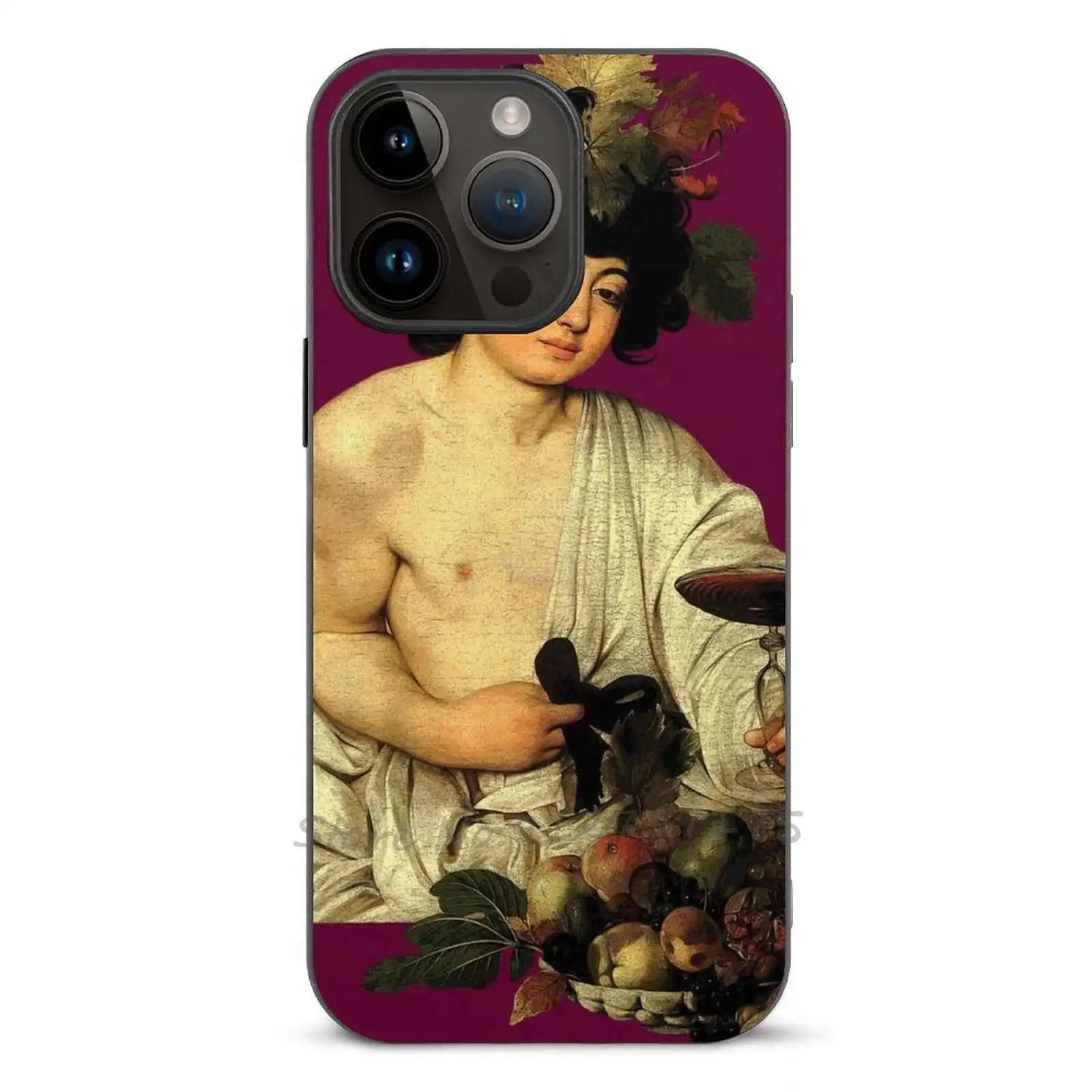 Bacchus Tempered Glass Case For Apple Iphone 16 15 14 13 12 11 X Xr 8 7 Etc. Black Phone Case Bacchus Art History Baroque