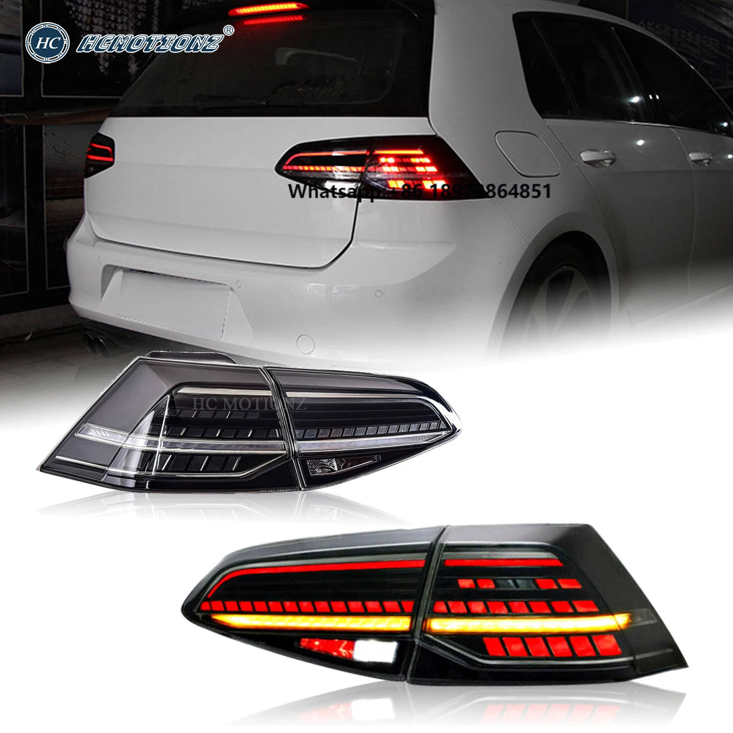 

HCMOTIONZ LED Car Rear Lamps Assembly 2013-2018 VW MK7 MK7.5 Golf 7.5 DRL Tail Lights for Golf 7