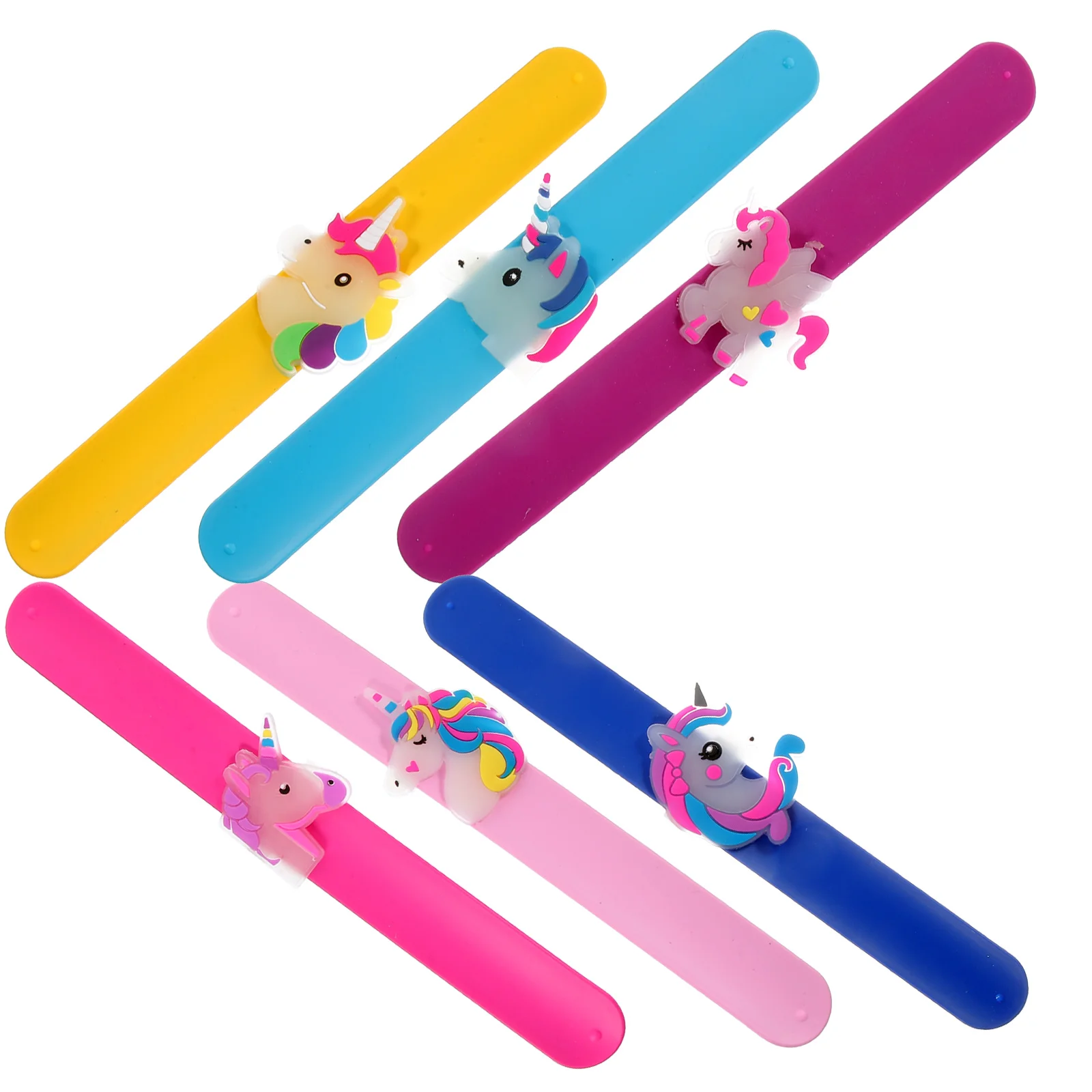 

6 Pcs Night Glow Silicone Slap Bracelets Cartoon Unicorn Bands Kids Party Favors Light Up Wristbands Children Accessories slap