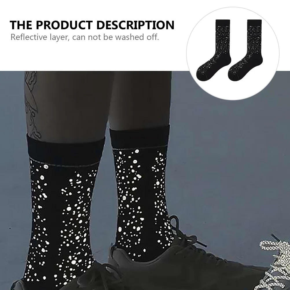 

1Pair Fluorescent Socks for Men Women Sky Pattern Reflective Layer Cotton Stockings Comfortable Stretchy Streetwear Gift