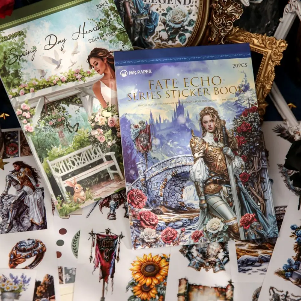 Scrapbooker Essential Sticker Set 20Sheets Reusable PET Vintage & Floral Designs