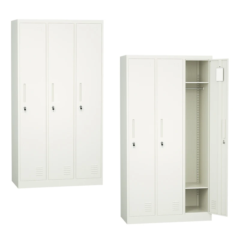 3-Door Steel Wardrobe Cabinet Metal Locker for Staff Worker Changing Room Locker with Clothes Storage Metal Closet