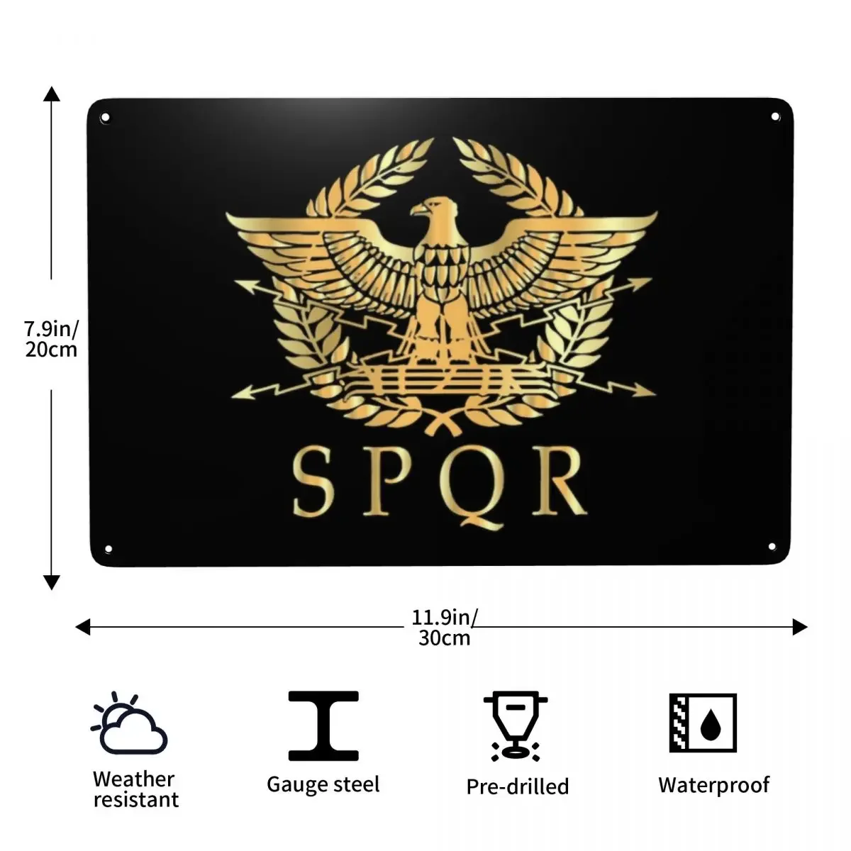 Gold Roman Empire Byzantine Eagle Emblem Metal Tin Sign Rectangle Custom Rome SPQR Signs Plaque Gate Garden Bars Wall Decor Art