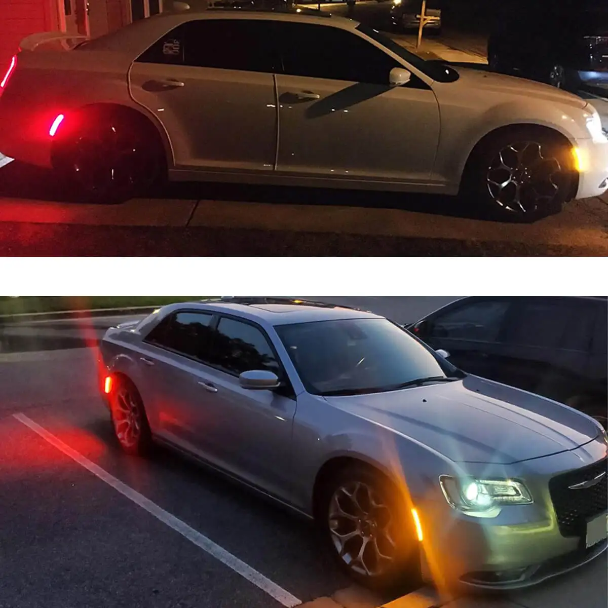 4Pcs Front Rear Side Marker Light Kit For Chrysler 300 2015 2016 2017 2018 2019 2020 2021 2022 Fender Amber/Red Lamps Smoke Lens