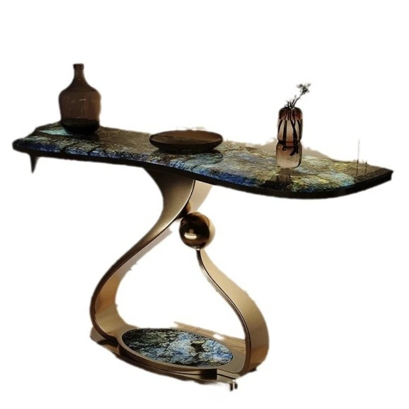 

Italian light luxury stone porch table case cabinet storage porch