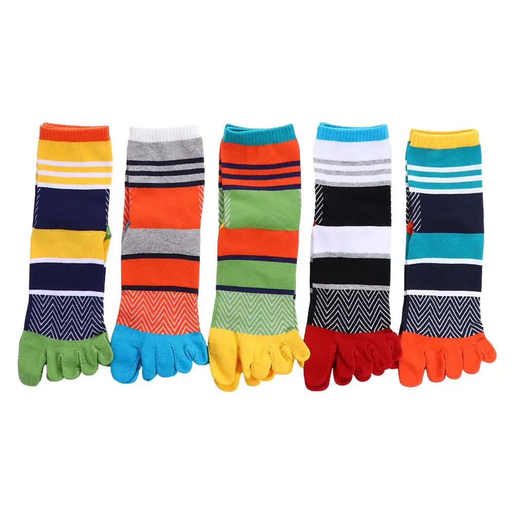 Comfortable Soft Split-toed Socks Trendy Patchwork Color Sport Middle Tube Hosiery Five Finger Socks Cotton Man Socks