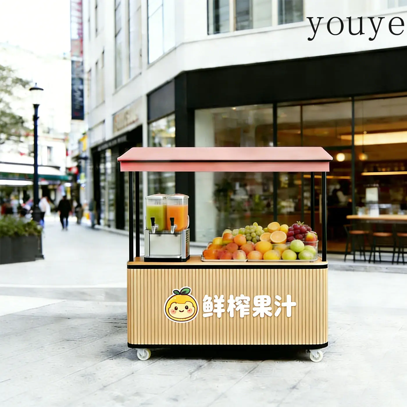Commercial street stall carts, outdoor food carts, food court snack carts, market-side activity carts with wheeled mobile stalls
