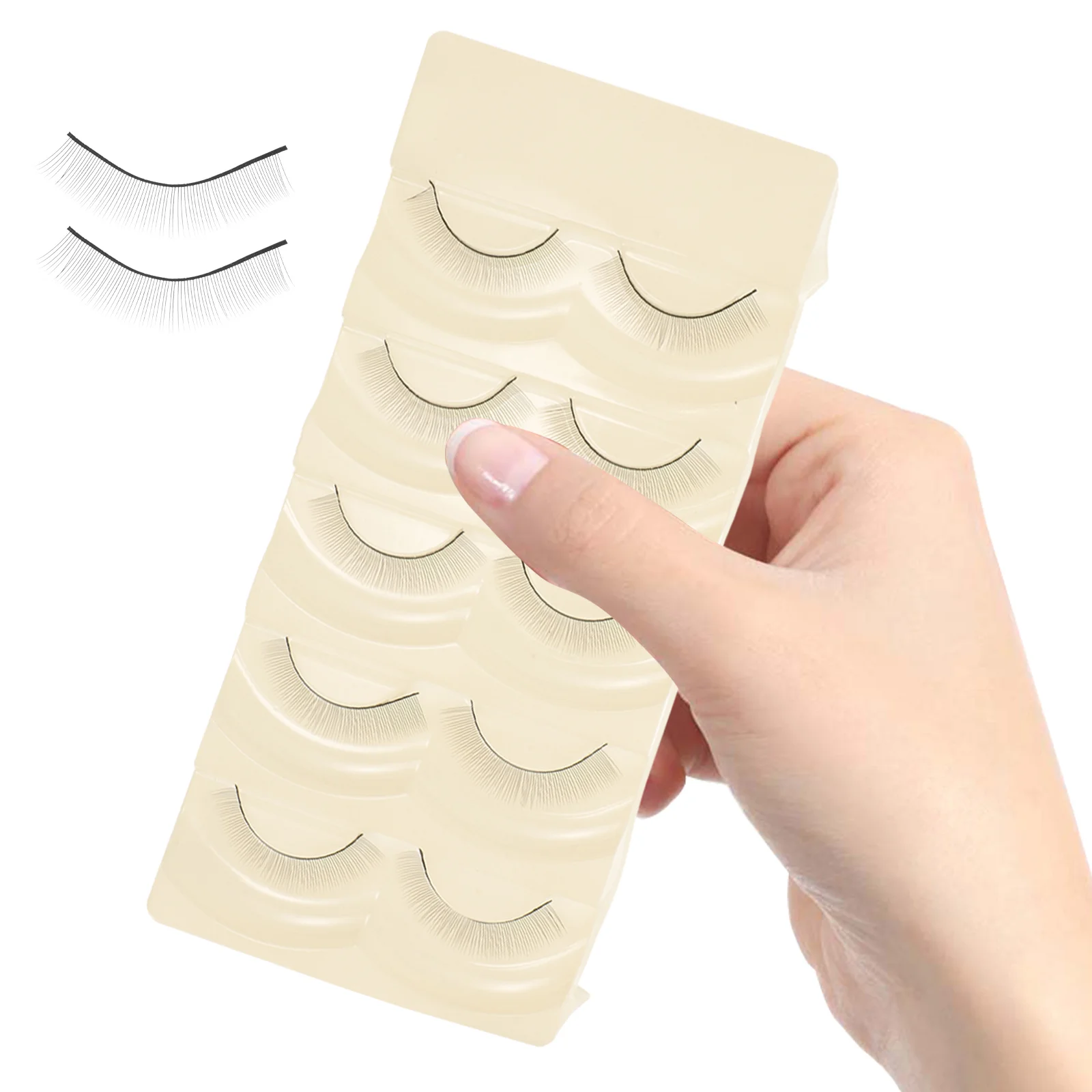 

5Pairs Practice Eyelash Strips Training Lashes for Eyelash Extensions Beginners Lash Mannequin Head Practice Supplies