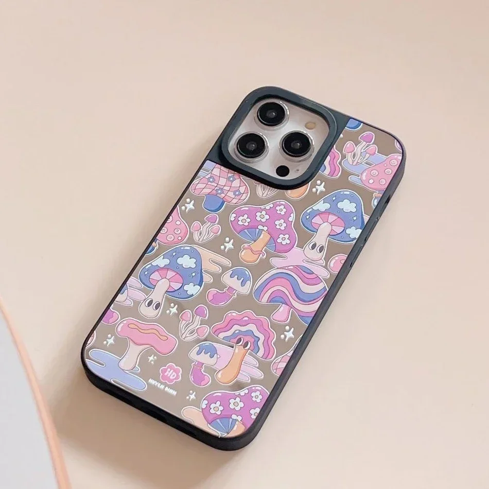 

Cartoon Wave Black Border Mirror Phone Case Cover for IPhone 11 12 13 14 15 16 Pro Max Case