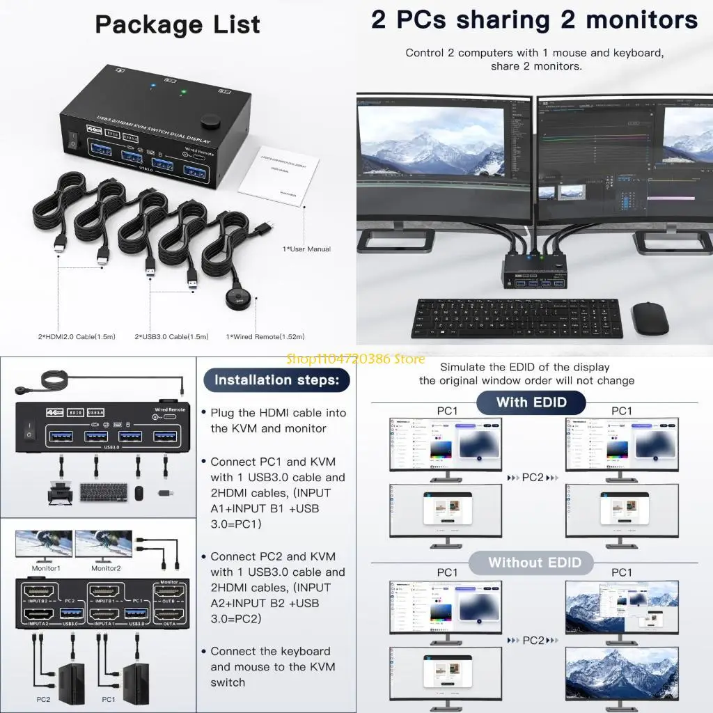 

K0EA Versatile USB3.0 High Definition Port KVM Switcher Supports Various Resolutions