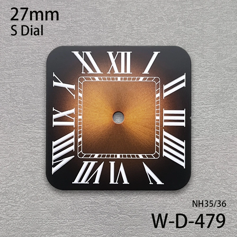 27mm S Logo Roma Qquare Dial Fit NH35/NH36/4R/7S Automatic Movement High Quality Watch Modification Accessories ﻿