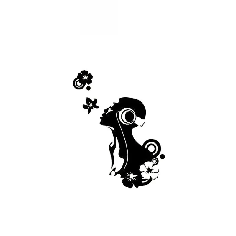 Car Sticker Art Beautiful Flower Girl Fashion Cool Style Car Decoration PVC Sticker Sticker Waterproof Black/White, 10cm*9cm