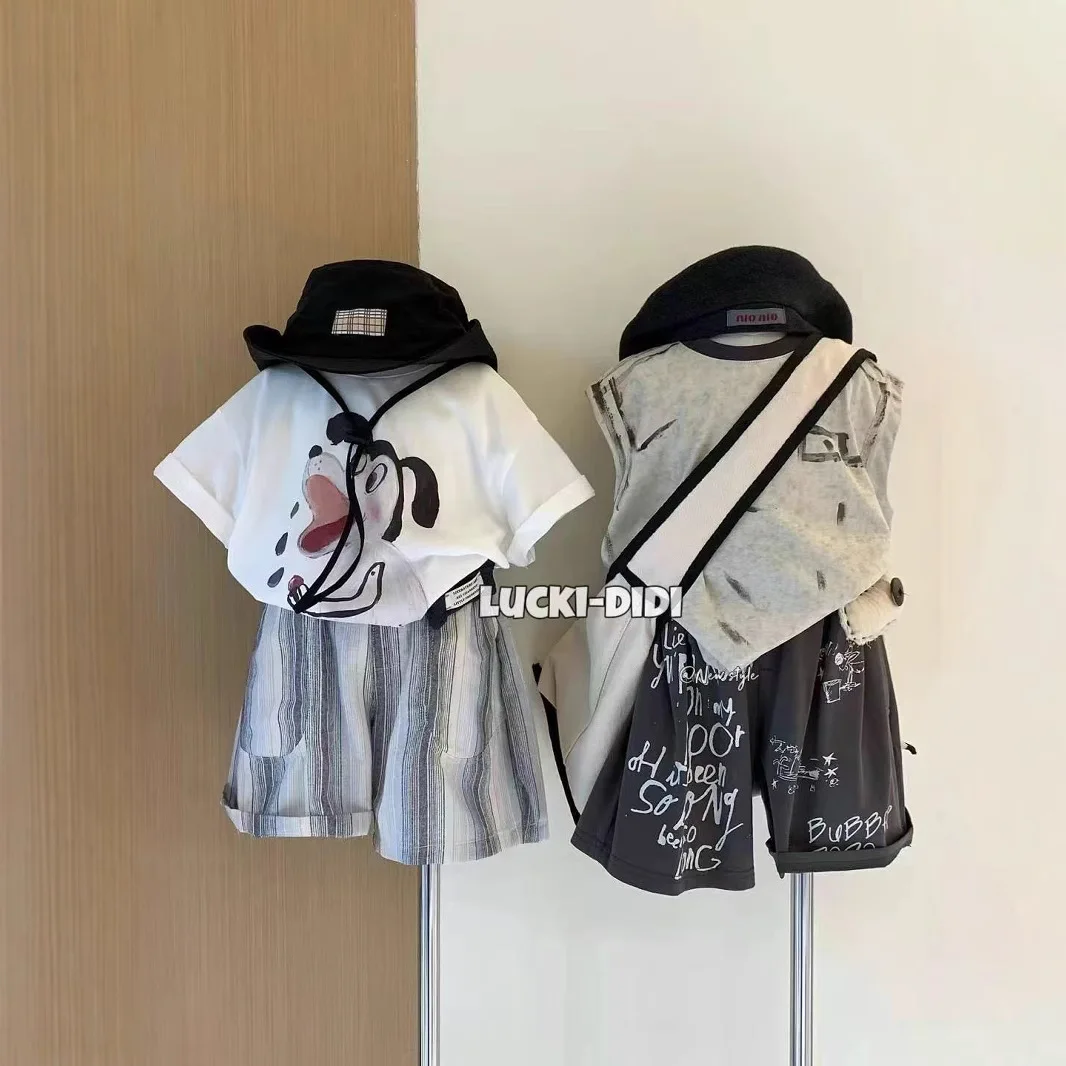 

Boys' Summer Set 2025 New Children's Sets Cartoon Short Sleeved Shorts Two Piece Set Children's Clothing Baby Boy Clothes