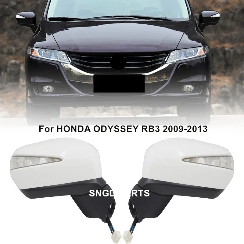 For HONDA ODYSSEY RB3 2009 2010 2011 2012 2013 Outer Rearview Side Mirror Assembly 10PINS Blue LensBase Color Unpainted