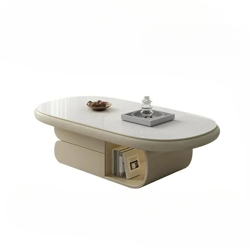 Cream style  coffee table creative rock slab light luxury modern simplicity high sense milk yellow new coffee table