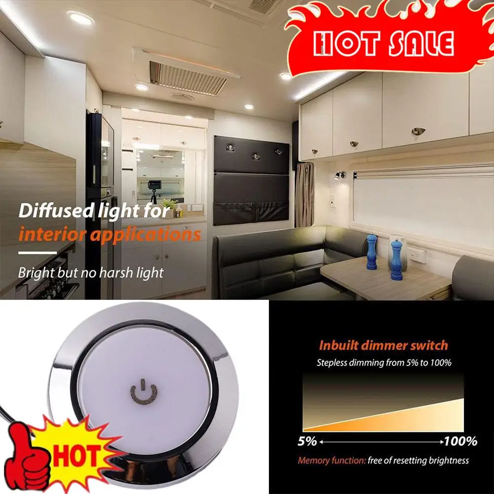 12V/24V RV Interior Ceiling LED Light with Switch 5W Car Interior Led Round Light RV Indoor Roof Lamp For Camper Boat