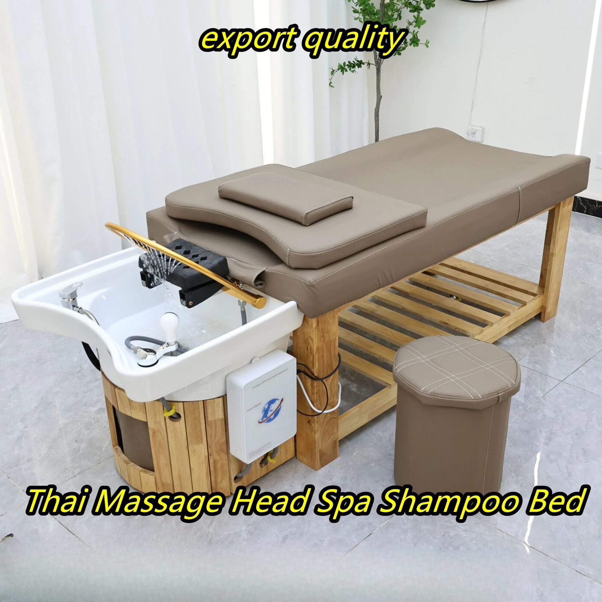 Cama de terapia capilar de madera maciza para centro de bienestar, cama de belleza con circulación de agua y vapor para el cuidado del cabello, cama de belleza exclusivamente para