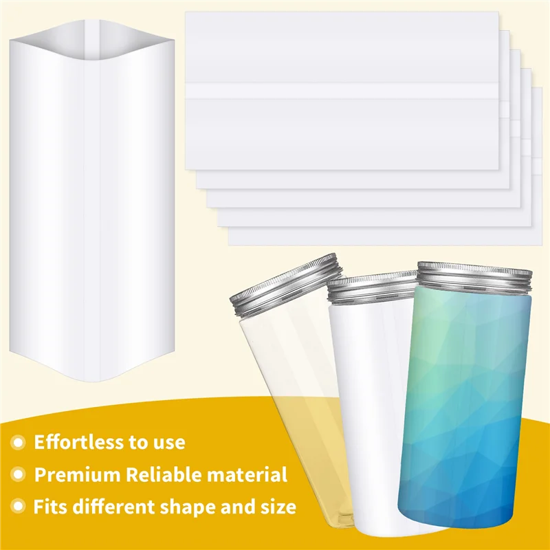 AC52-70Pcs Sublimation Shrink Wrap Film 5X10 Inch Heat Transfer Shrink Film Shrink Wrap Bags White Shrink Wrap Bands For Mug