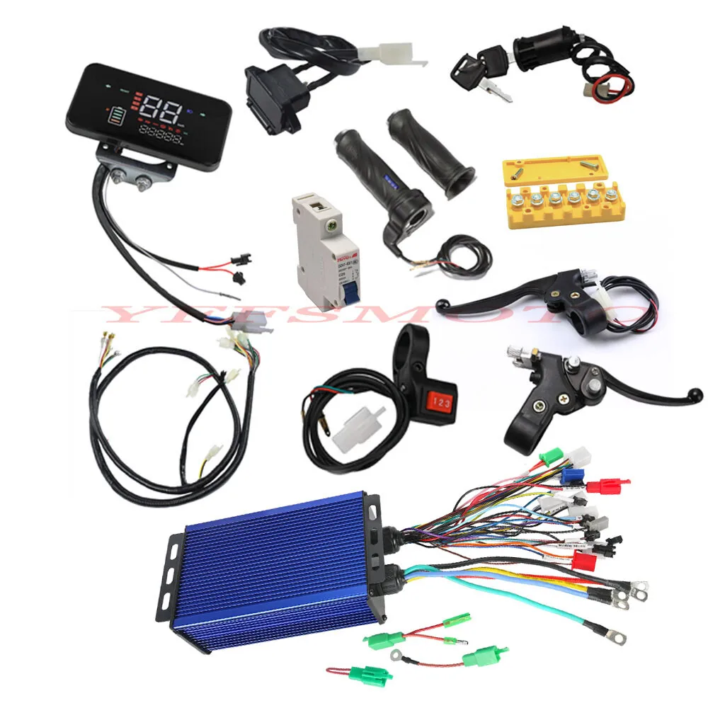 

48V/60V/62V/72V 350W-3000W Brushless Motor Controller Grips Kit for Go Kart ATV Quad Tricycle Drift Trike Buggy Razor Golf Cart