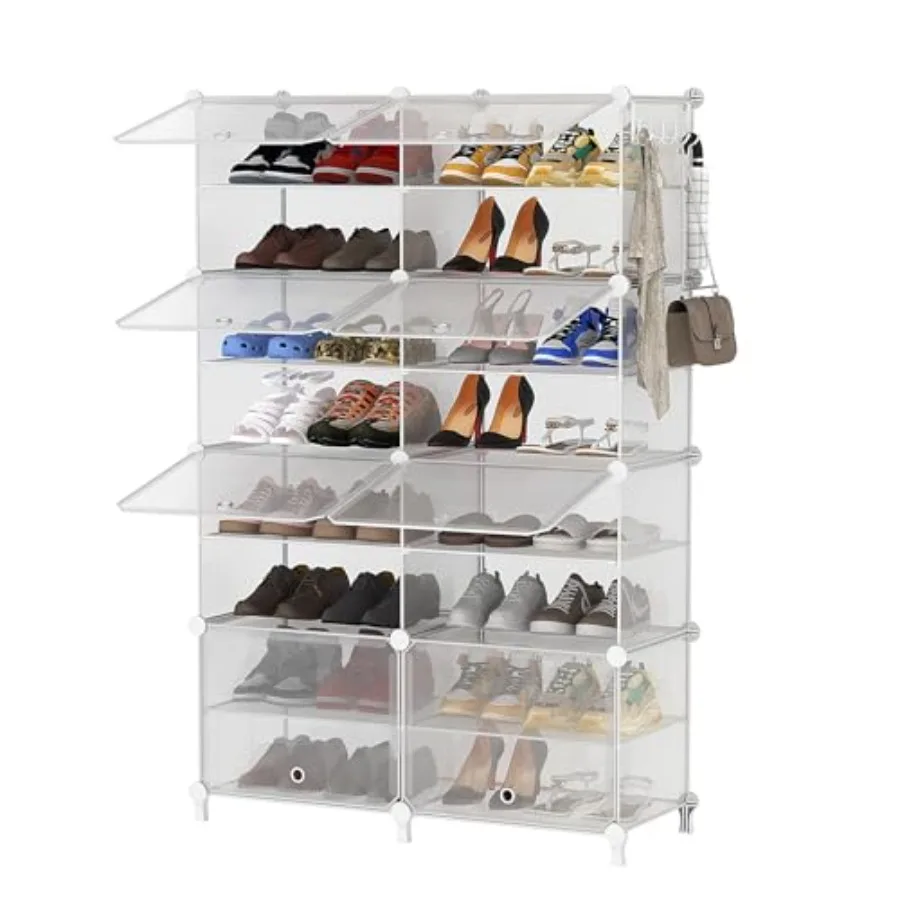 

Soe Rack 8 Tier Soe Stora Cainet wit Door 32 Pair Soe Orgazer Sees for Clot allway edroom Entryway Transparent Twill
