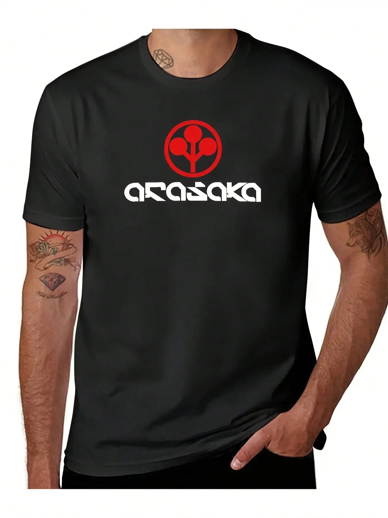 

Heavyweight 220gsm Arasaka Shirt - Men's/Casual Crewneck T-Shirt with Bold Graphic design