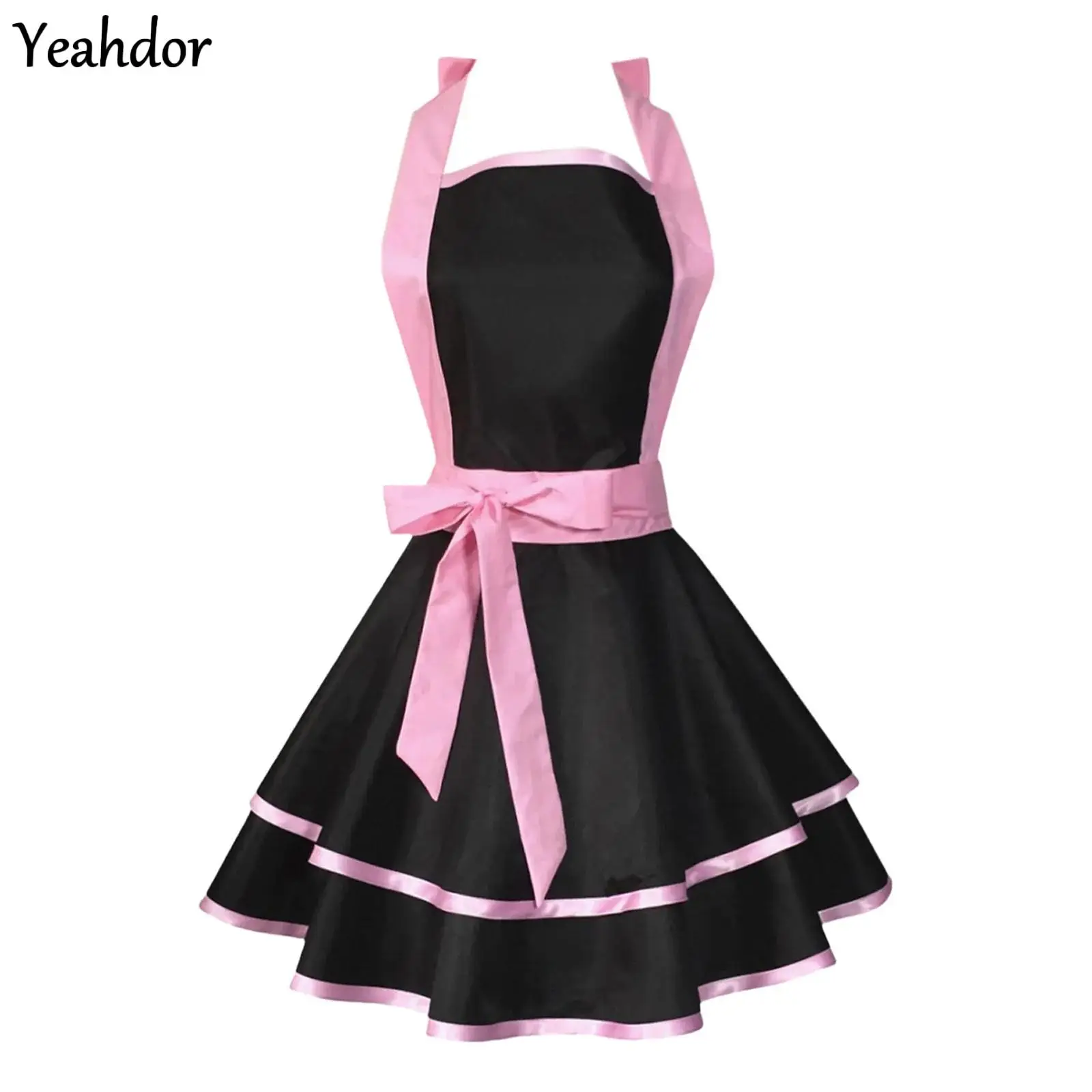 

Vintage Apron Cute 50s Maid Costume Waist Cover Halloween Christmas Apron Family Gatherings Baking Cooking Kitchen Ruffle Aprons