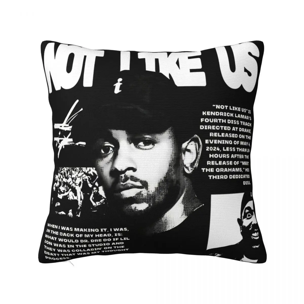 KENDRICK LAMAR NOT LIKE US Dark Pillowcases Merch Printing Cushion Cover hip hop Throw Pillow Cover Home Decoration Square