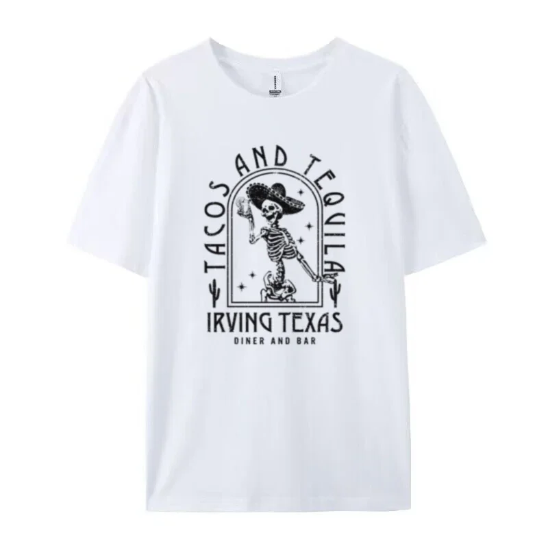 المكسيكي الهيكل العظمي التاكو تيكيلا تي شيرت المرأة الغربية خمر بوهو الكحول شرب تي شيرت لطيف مضحك عشاق قميص للجنسين بلايز #4