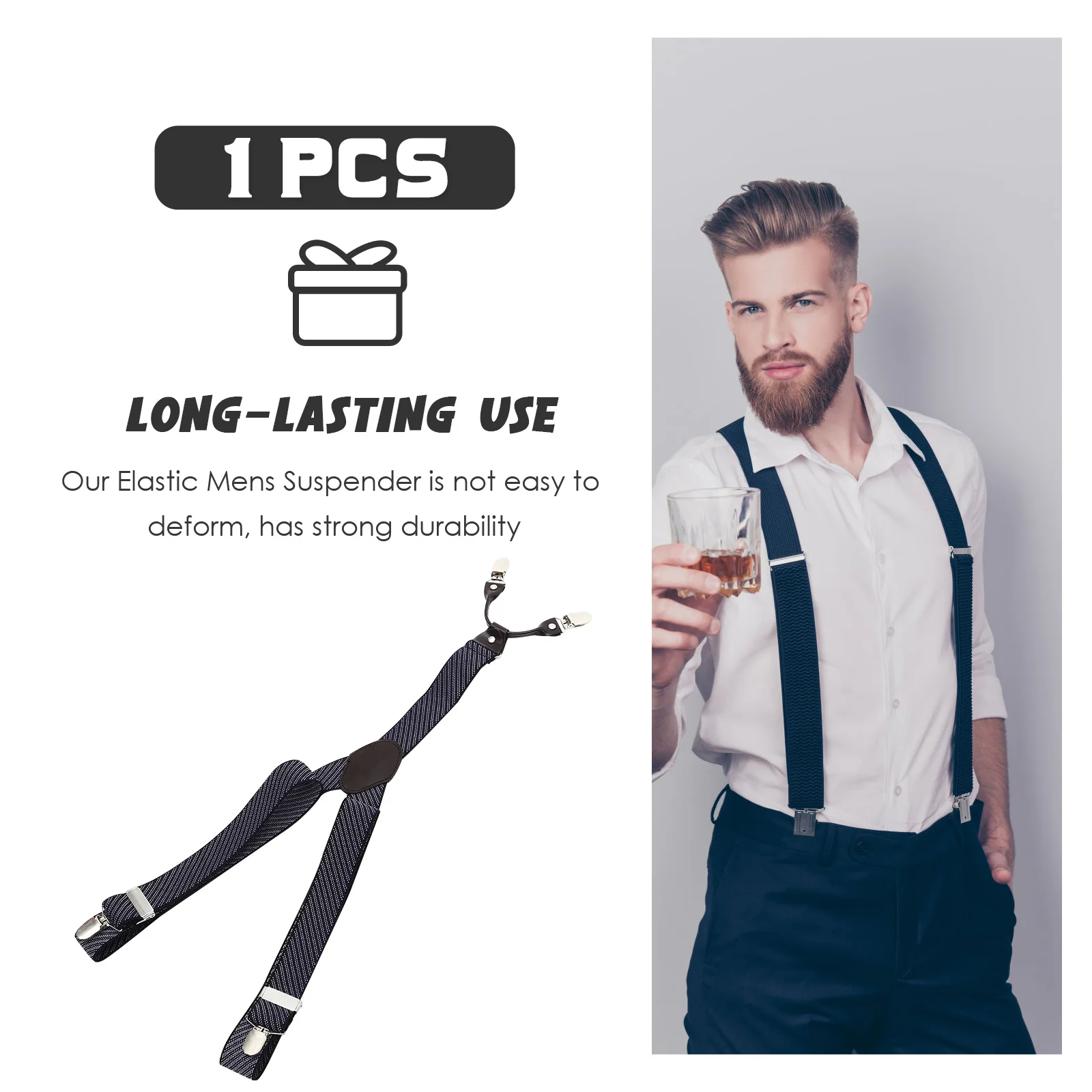 حزام مطاطي عالي التحمل للرجال، حمالة مريحة قابلة للتعديل للرجال، بنطلون جان بانت، مشبك حزام #6