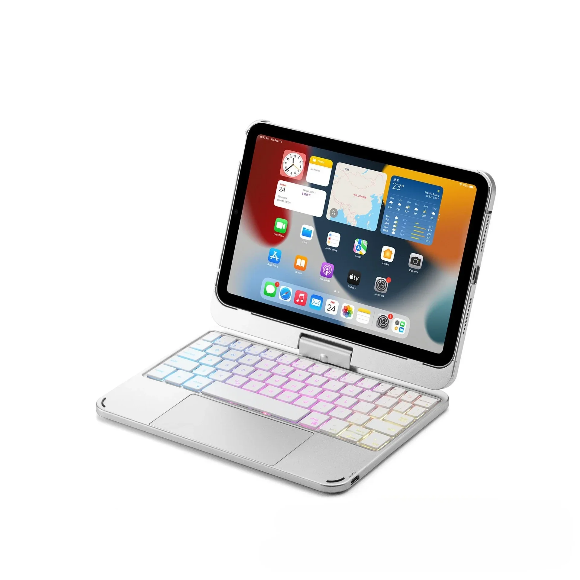 Magic Keyboard 360 Degree Rotation Cover for IPad Mini 7 A17 2024 Mini 6 8.3 Inch Backlit Keyboard Funda Case Russian Korean