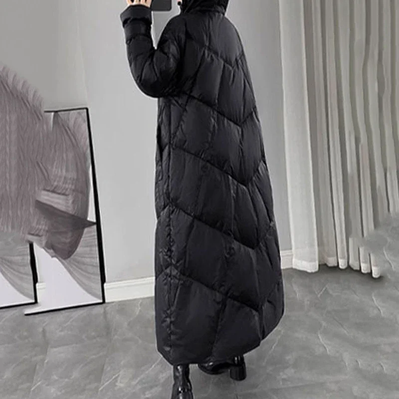 2024 Winter Puffer Coat Womens Long Warm Down Cotton Coat Korean Hodoed Cotton-Padded Coat Women\'s Jacket Female Casual Overcoat