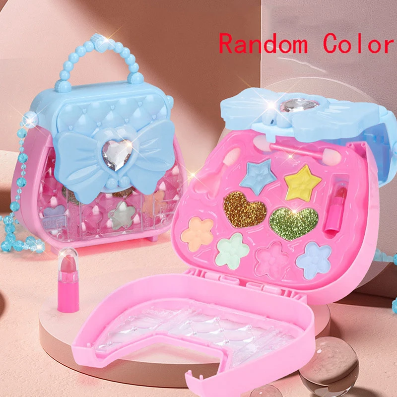 Children DIY Portable Box Play House Makeup Toy Lipstick Eye Shadow Blush Set