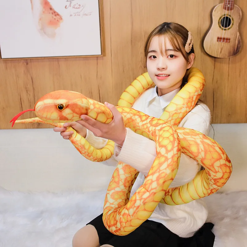 1pc 200cm/300cm Giant Snakes Plush Toy Simulation Long Golden Python Stuffed Snake Plushie Children Boys Gift Home Decoration