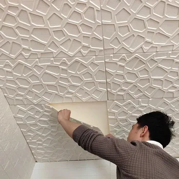 5-20pcs 35*35cm Ceiling 3d Home Bedroom Decor Background Wallpaper Peel Stick Waterproof Decoration Wall Stickers Anti-collision 1