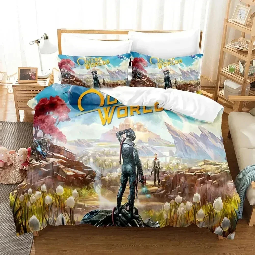 Game Outer Worlds Bedding Set Boys Girls Twin Queen Size Duvet Cover Pillowcase Bed Kids Adult Fashion Home Textileextile