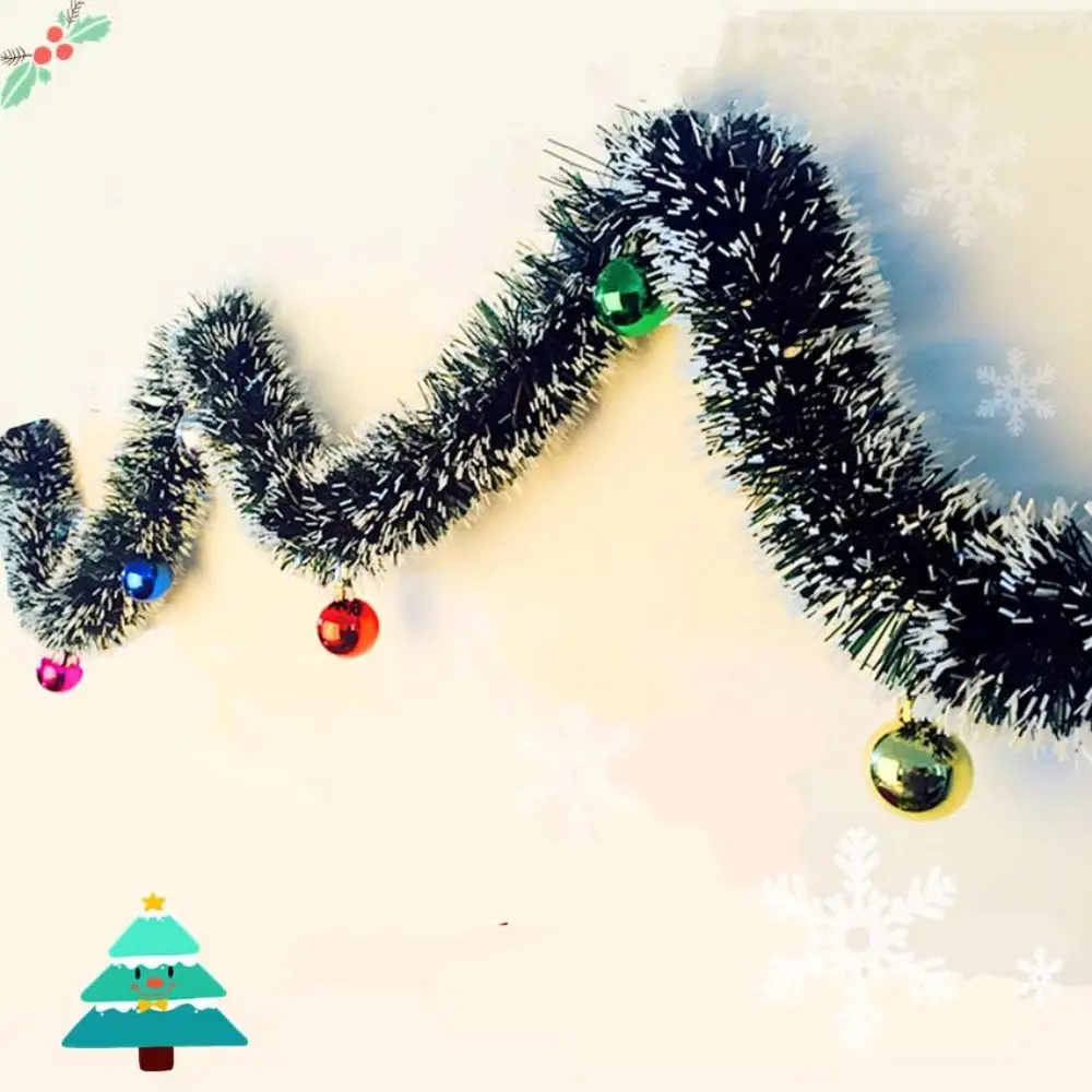 2 Meter Christmas Tree Decoration Ribbon Green DIY Garland Ribbon with Bell and Bow Christmas Artificial Plant Vine Wedding