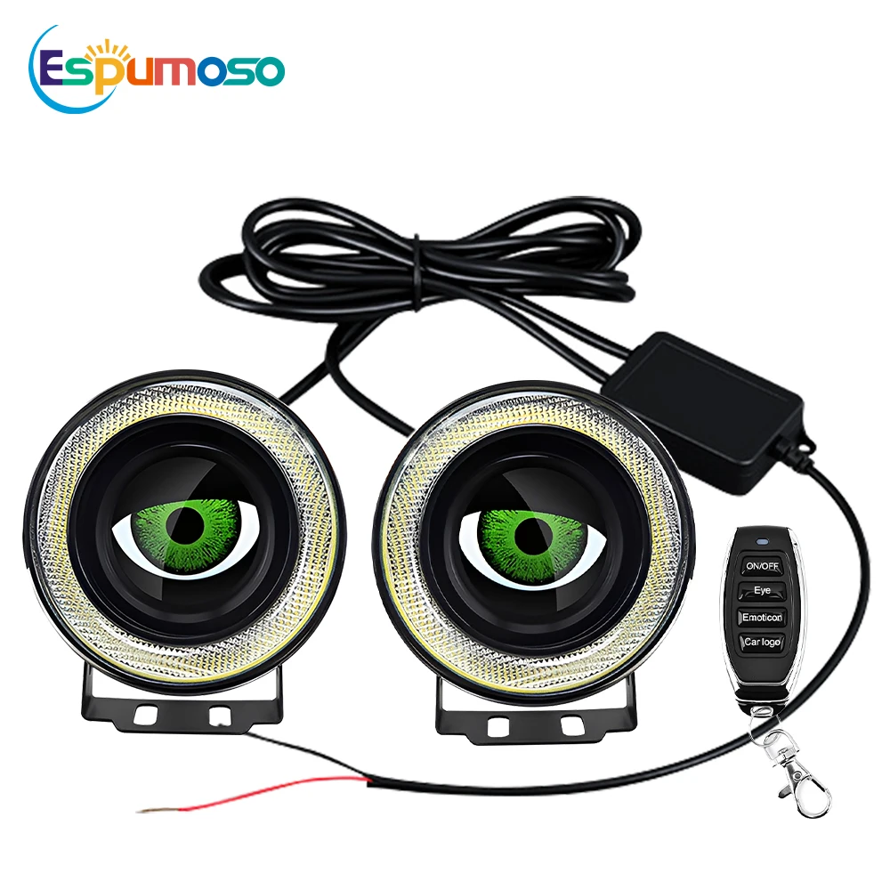 3 Inch Motorcycle Auxiliary Light Dynamic 3D Devil Eye LED Work Light RGB 82 Modes Waterproof Retrofit Kit