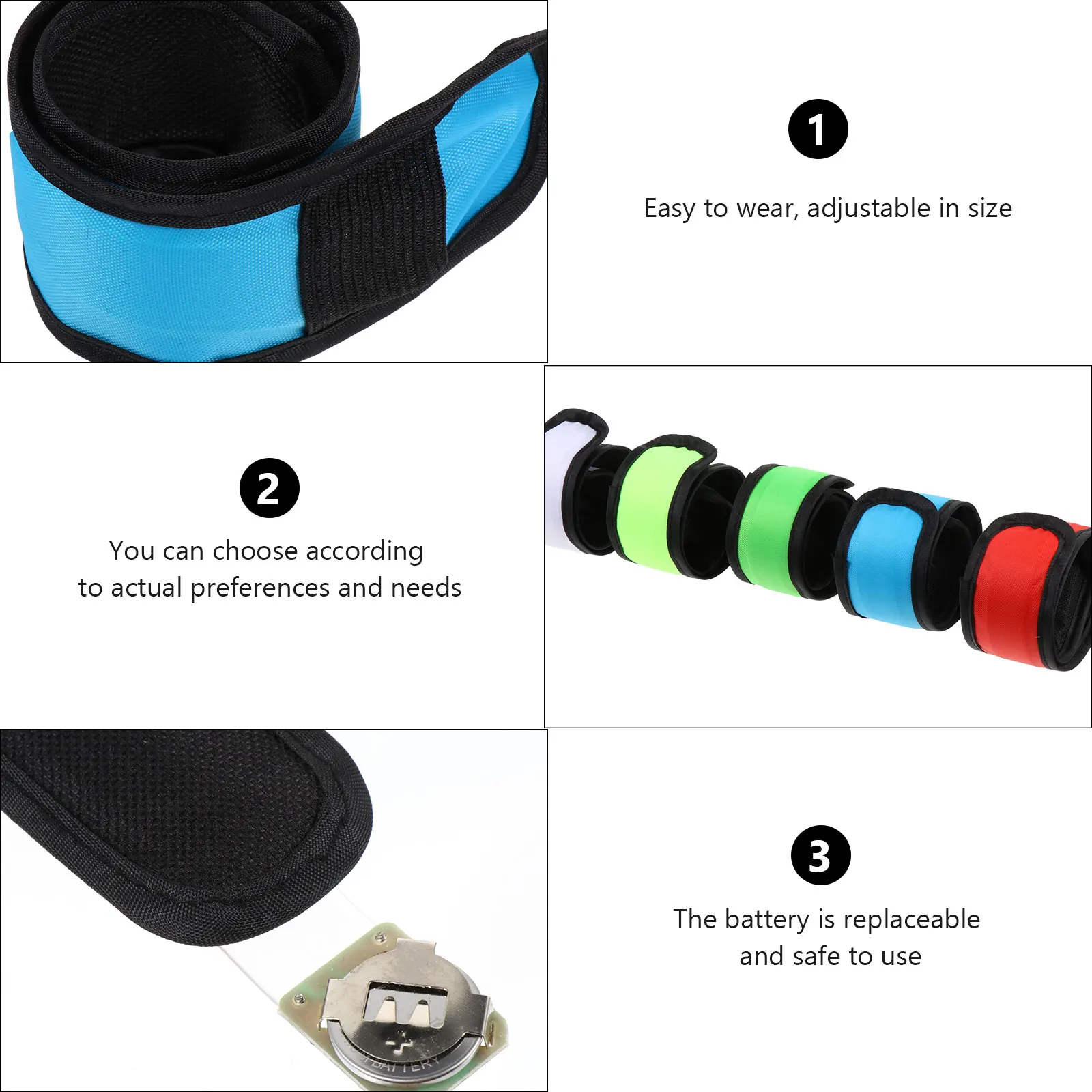 

5 Pcs Glowing Pat Ring Arm Strap Night Running Armband Lighting Warning Nylon Safety Belt