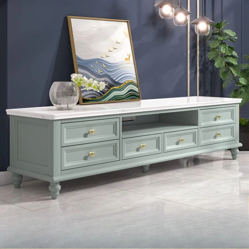 CX marble TV cabinet complete solid wood living room furniture small apartment low cabinet combination