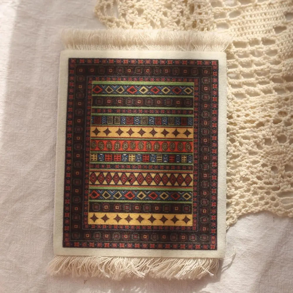 with Tassel Photo Props kitchen accessories Desk Cushion Persian style Retro Pattern Cup Pads Coaster Table Mat Placemat