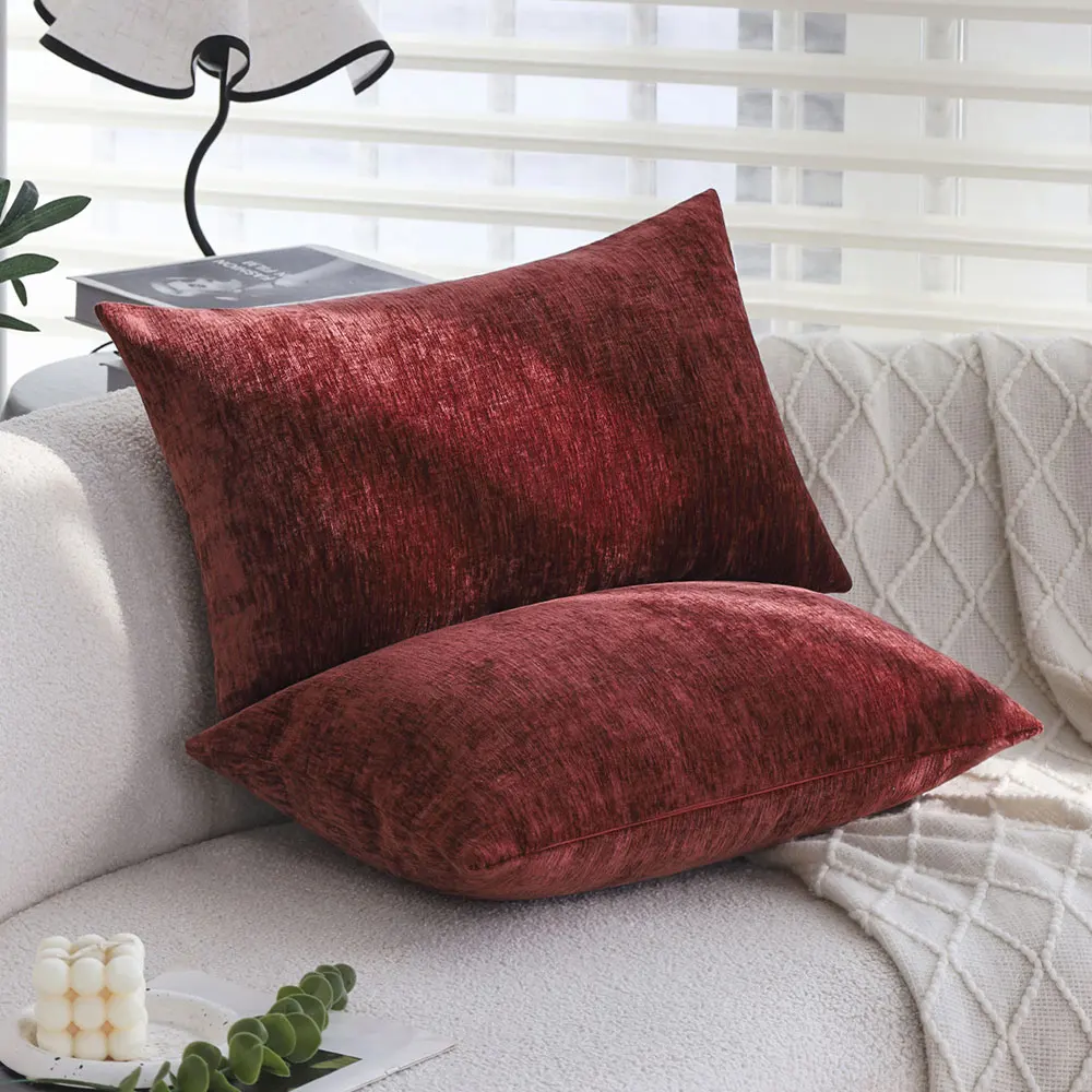 

2pcs 30x50 Burgundy Chenille Decorative Throw Pillow Cover Bedding Pillowcases Living Room Sofa Soft Cushion Covers Retro Home