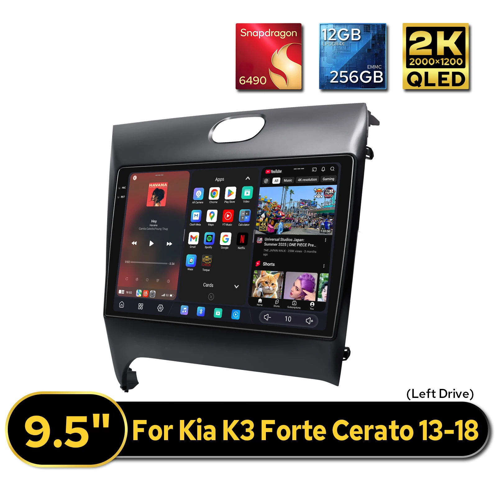 Flagship 9.5''Android Head Unit Car Stereo for Kia Cerato Forte K3 2013-2018 OEM Reverse Cam Coaxial Amp Steering Wheel Retaind