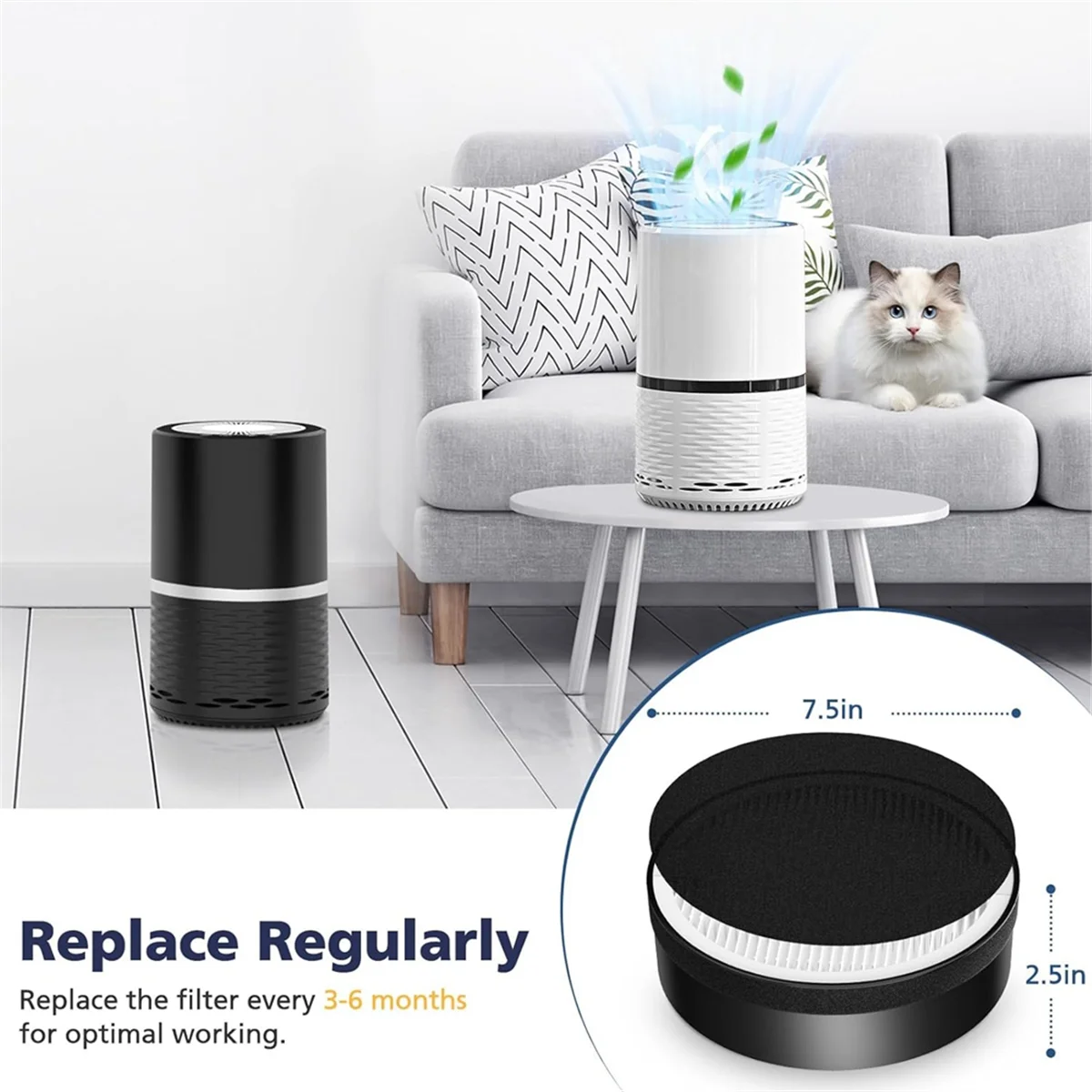 -H132 공기 청정기 교체 필터, H132 교체 필터, 3-in-1 H13 트루 HEPA 필터